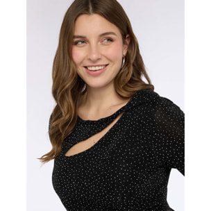 Fiorella Rubino - Camiseta de jersey con strass - Negro