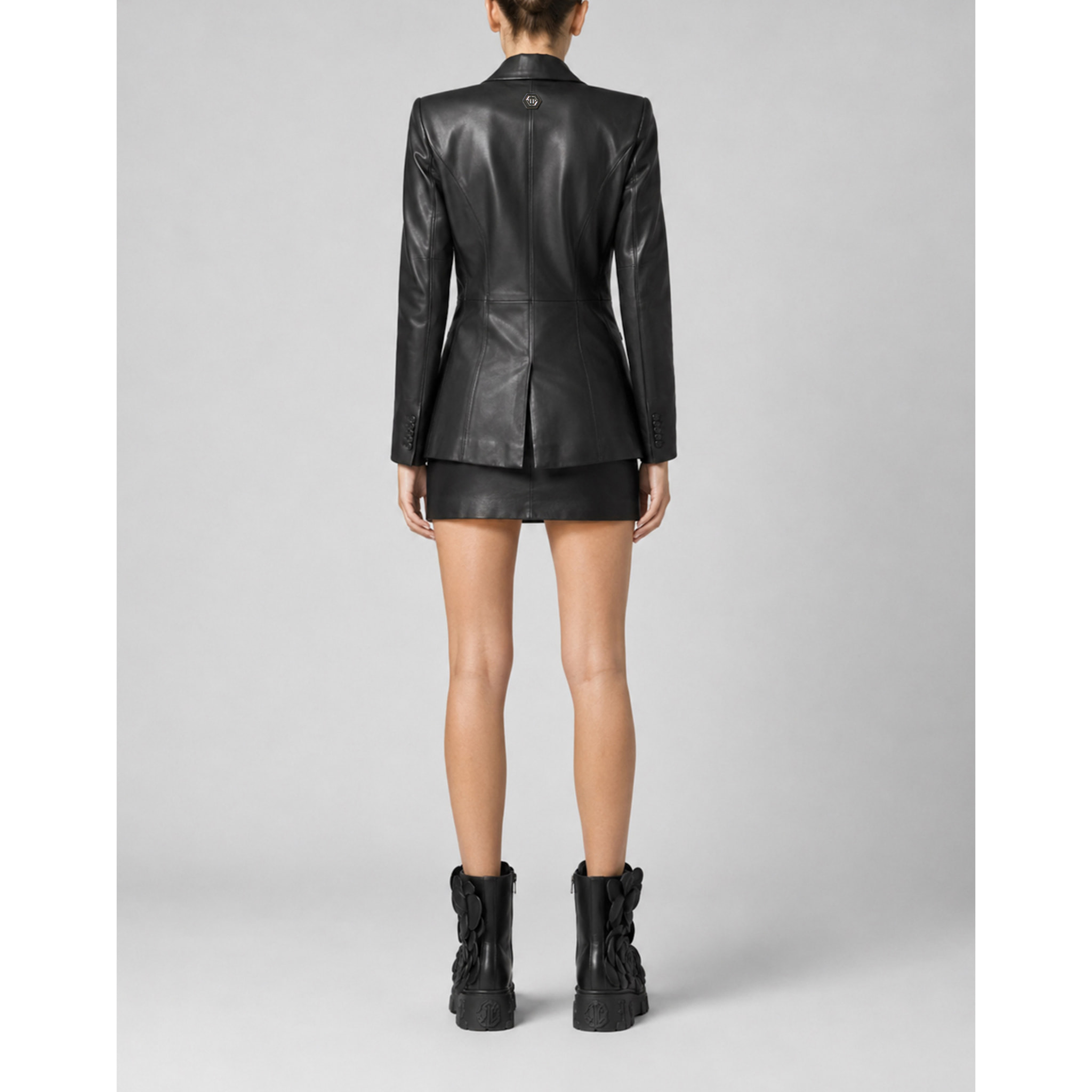 PHILIPP PLEIN Minifalda de cuero FLOWER