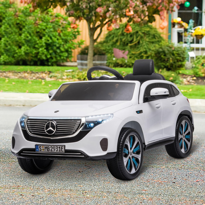 Voiture véhicule électrique enfants 12 V - V. max. 5 Km/h effets sonores + lumineux Mercedes EQC 400 4matic blanc
