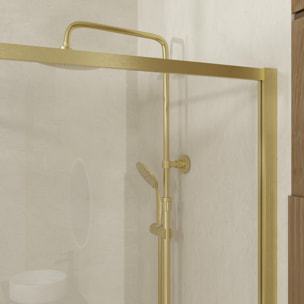 Paroi de Douche avec Volet Pivotant 90+40x200 cm - Finition Or Doré Brossé - GOLDY CONTOURING