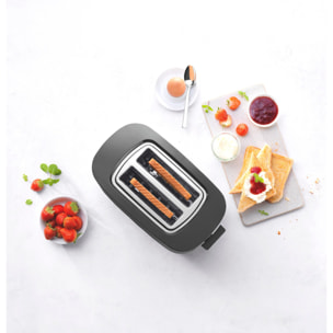 Grille-pain Grille permettant de réchauffer des petits-pains, 2 fentes 2 tranches, Noir mat
