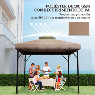 Techo de Repuesto para Cenador, 3x3 m, Cubierta de Repuesto con Techo Doble, 8 Orificios de Drenaje y Protección UPF 30+, SOLO Toldo de Recambio para Pabellón Gazebo, Caqui