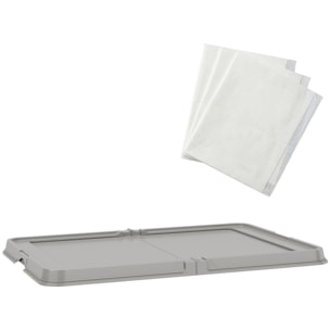 Inodoro para Perros Plegable, 86x62 cm, Bandeja Sanitaria para Perros para Entrenamiento, con 3 Almohadillas, Pies Antideslizantes y Fácil de Limpiar, Gris
