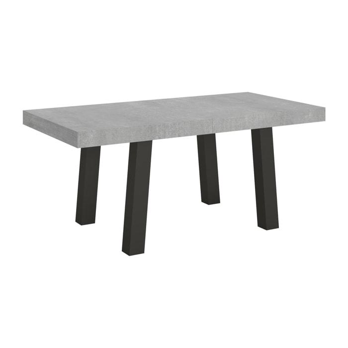 Table extensible 90x180/284 cm Bridge Gris Béton cadre Anthracite