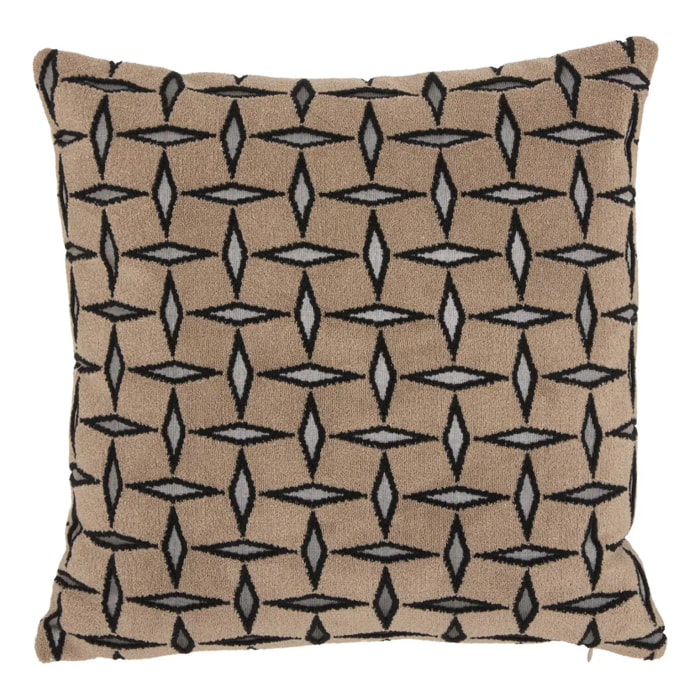 Coussin Diamant 40x40cm jacquard graphique marron