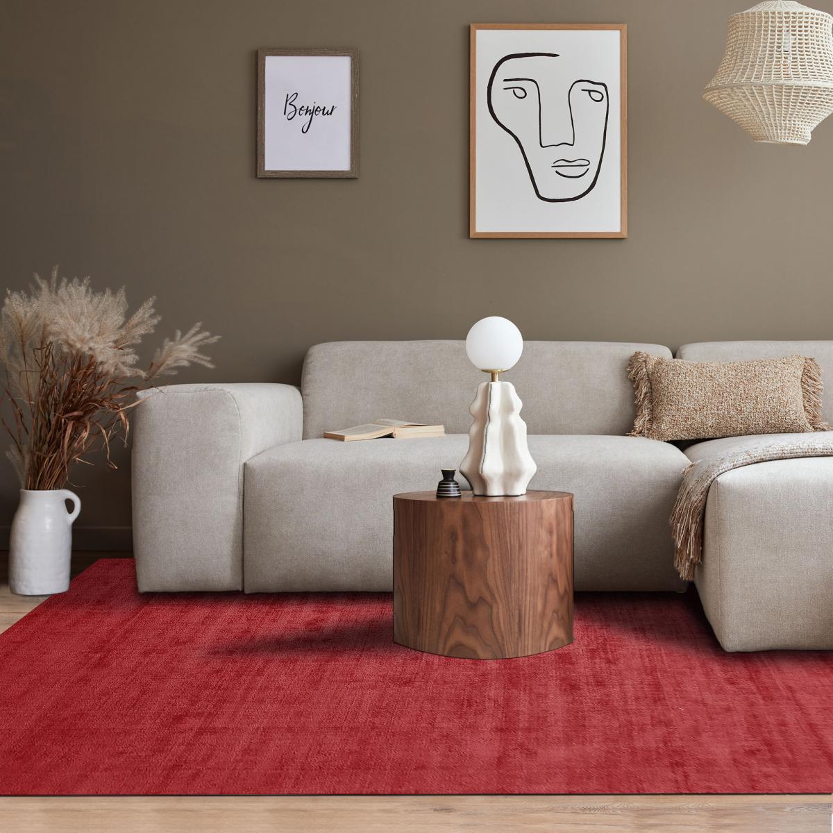 Tapis artisanal Dudu motif uni et doux au toucher, tapis  tufté main
