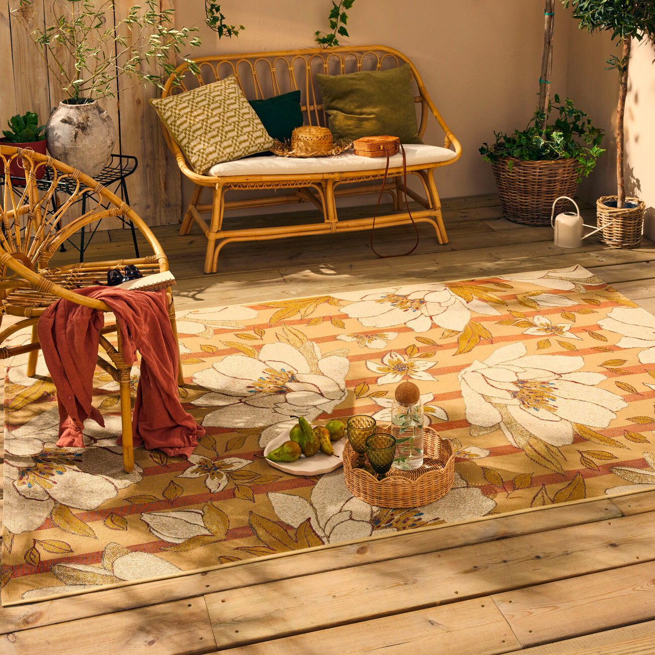 LIDO - Tapis intérieur/extérieur à motif floraux multicolores