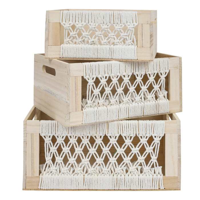 Caisse Bois Gigogne Boho X3