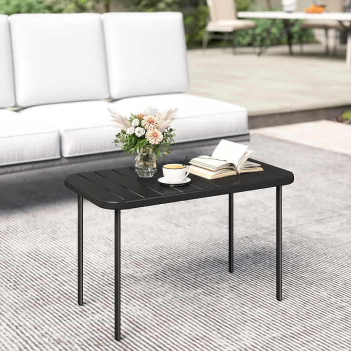 Table basse de jardin style néo-rétro rectangulaire arrondie métal noir