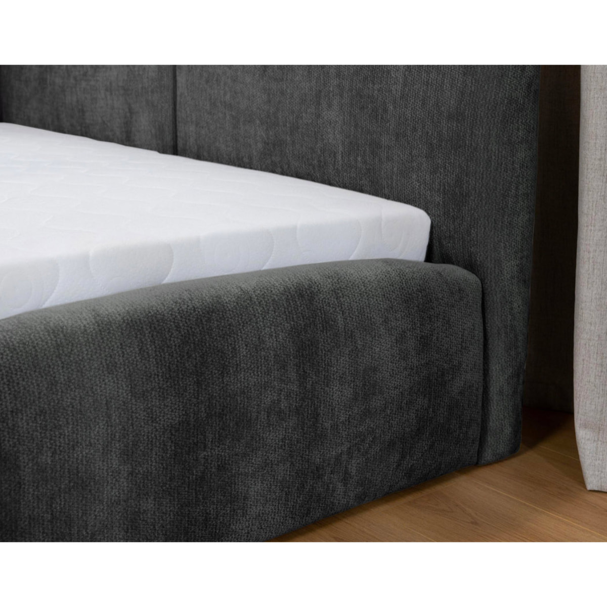 Carla - lit coffre - 140x200 cm - velours texturé - sommier inclus - Gris Anthracite