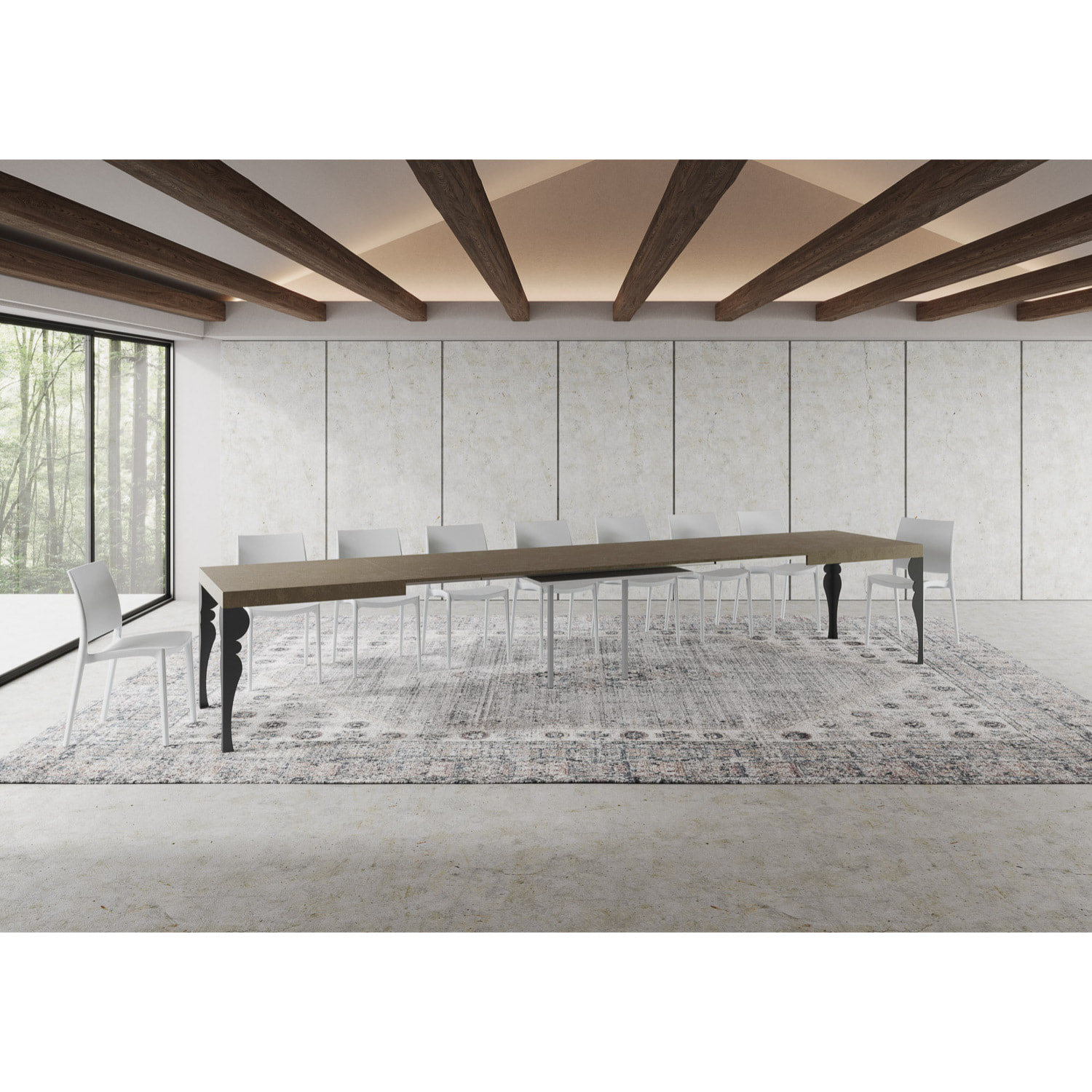 Mesa extensible 90x180/440 cm Paxon gris paloma patas antracita