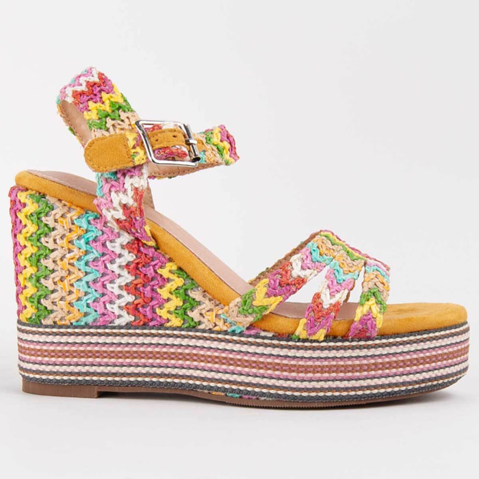 Sandalia De Cuña - Multicolor - Altura: 12 Cm