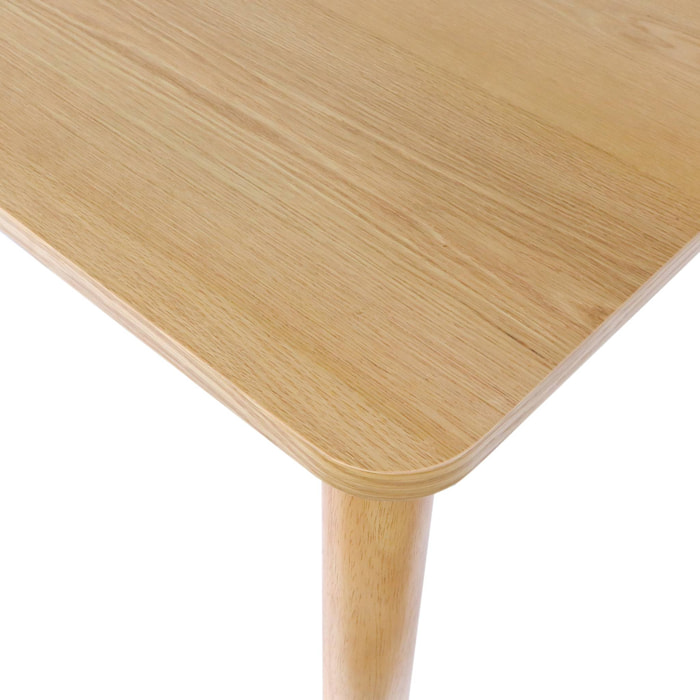 Table basse carrée bois d'hévéa placage chêne naturel - 100 x 100 x 35 cm - Solène