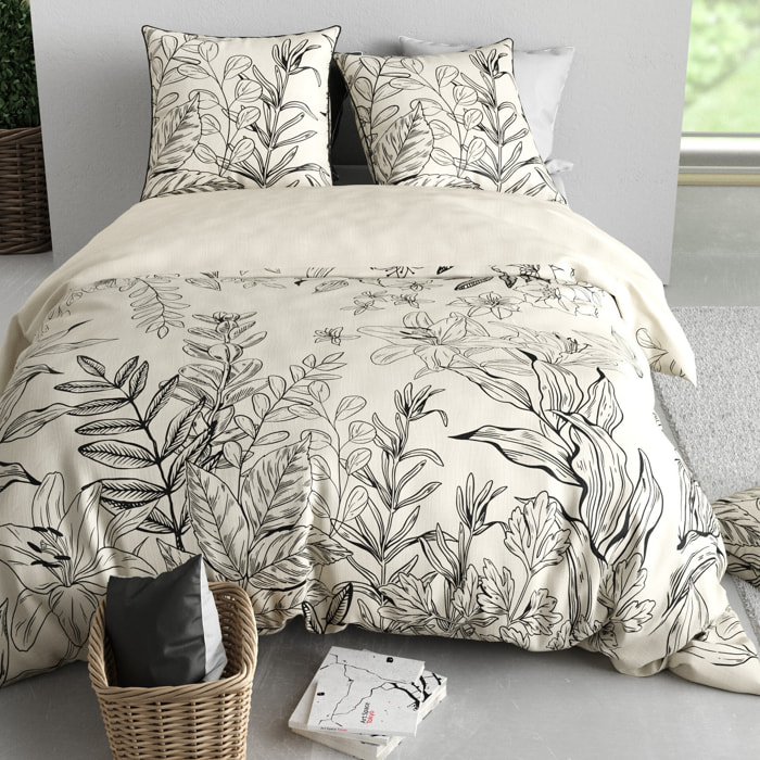 Parure Housse De Couette 3pcs 100% Satin de Coton 120 Fils THAIS