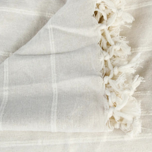 Jeté de lit "Anjali" coton blanc ivoire 160x220cm