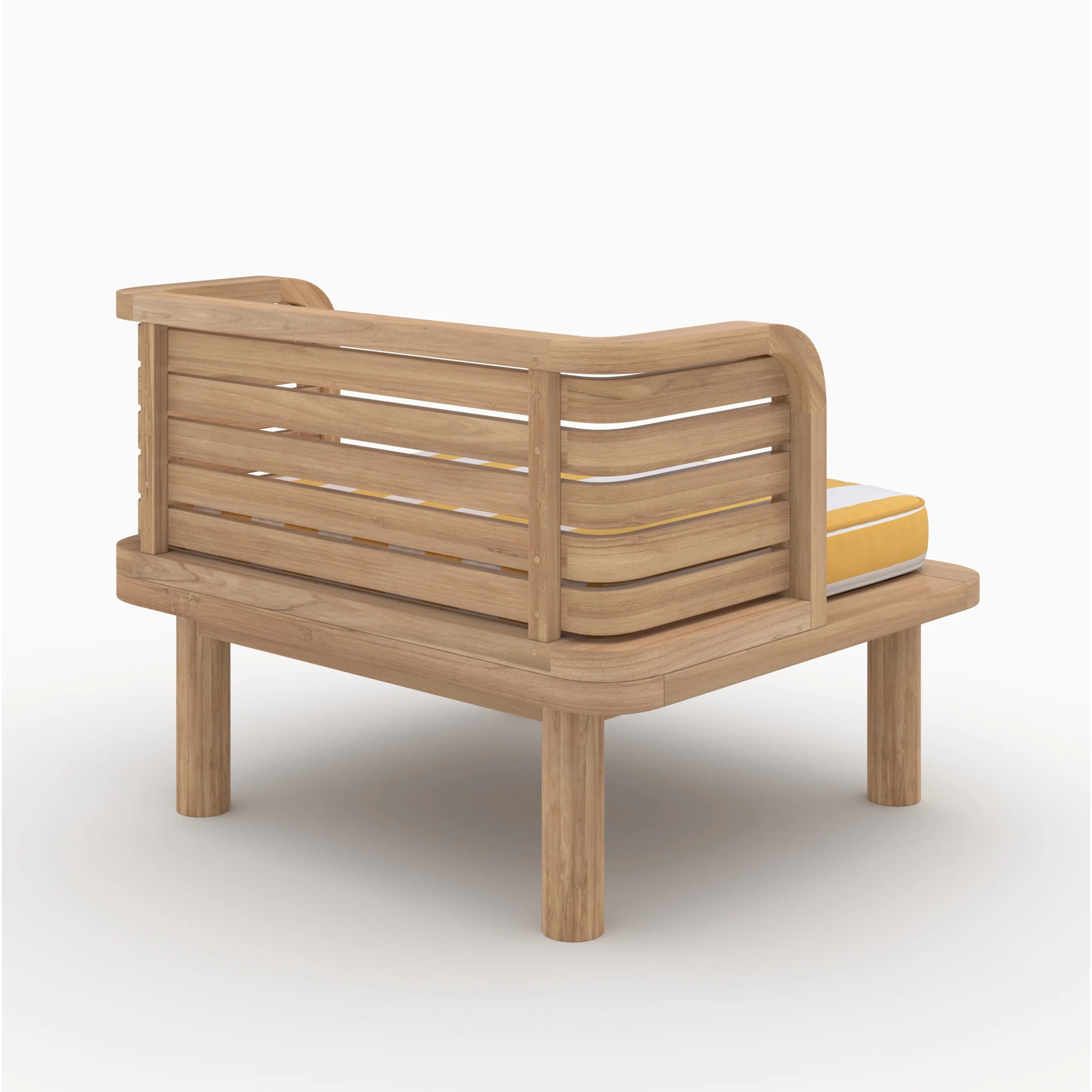 Fauteuil de jardin en teck massif et coussin rayé jaune - Kilda