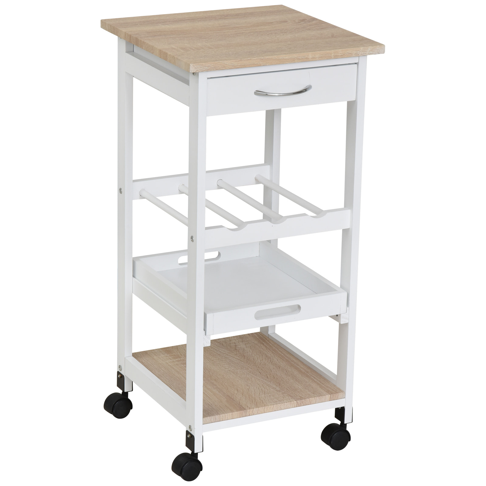 Carro de Cocina 4 Niveles con Ruedas 37x37x76cm Blanco