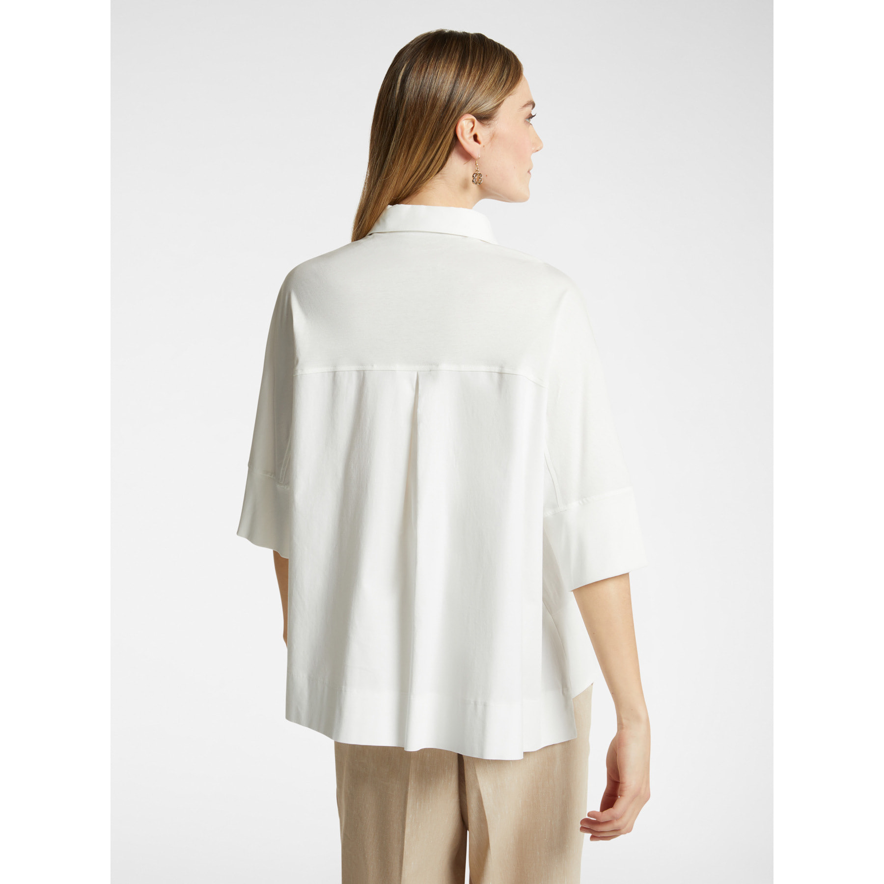Elena Mirò - Blusa oversize en dos tejidos - Blanco