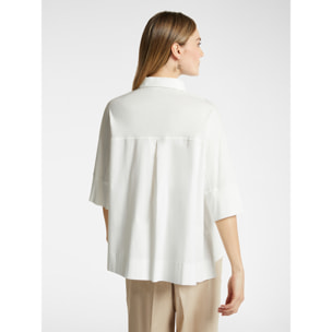 Elena Mirò - Blusa oversize en dos tejidos - Blanco