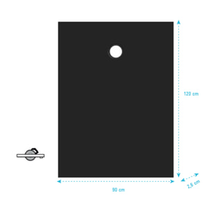 Receveur 120x90x2.6cm Extra-plat en Polybéton Noir Mat Effet Soft-touch - Redécoupable - NELSON