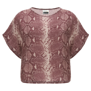 Maglia ampia con maniche ad aletta stampa reptile