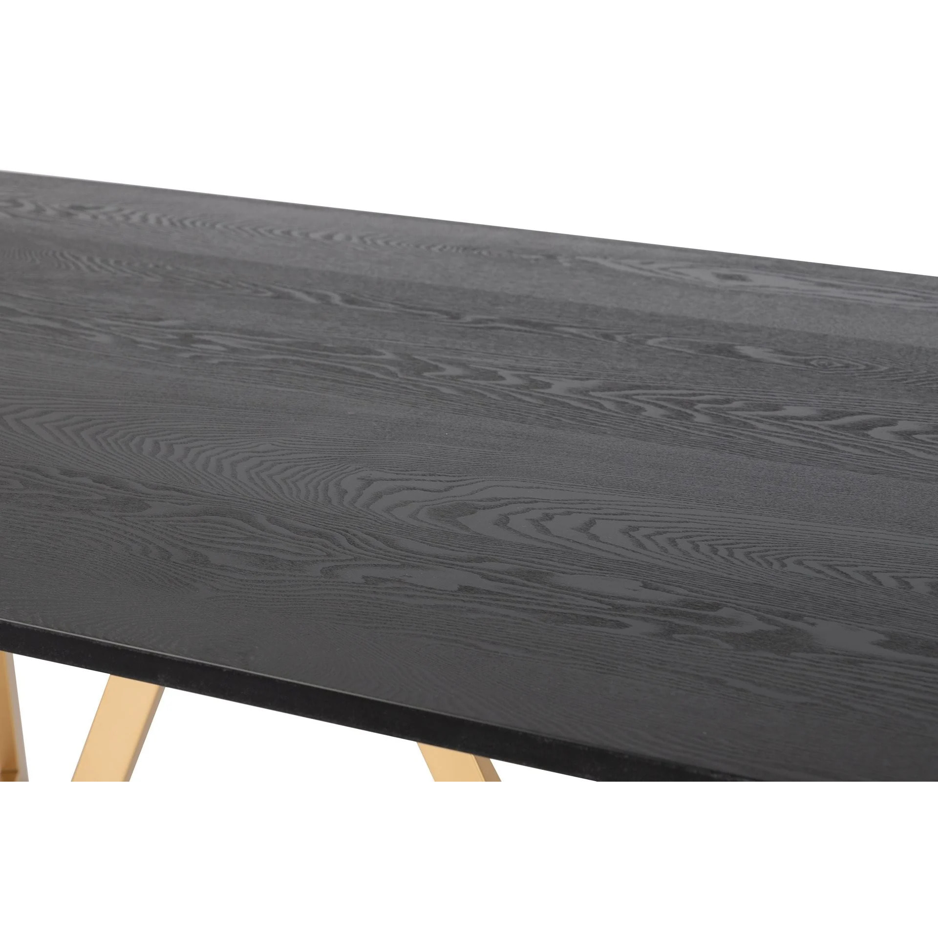 Mesa Comedor Mdf Metal Negra Dorada 180x90x75 Cm