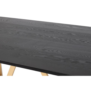 Mesa Comedor Mdf Metal Negra Dorada 180x90x75 Cm