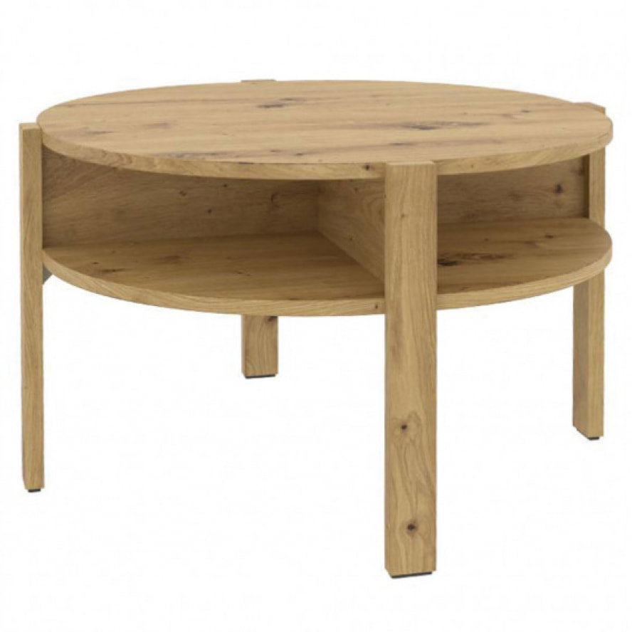 Table basse ronde en bois avec niches - 5 coloris - BAGO