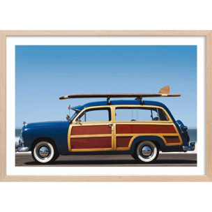 Affiche surf car de legende Affiche + cadre en bois - Chêne