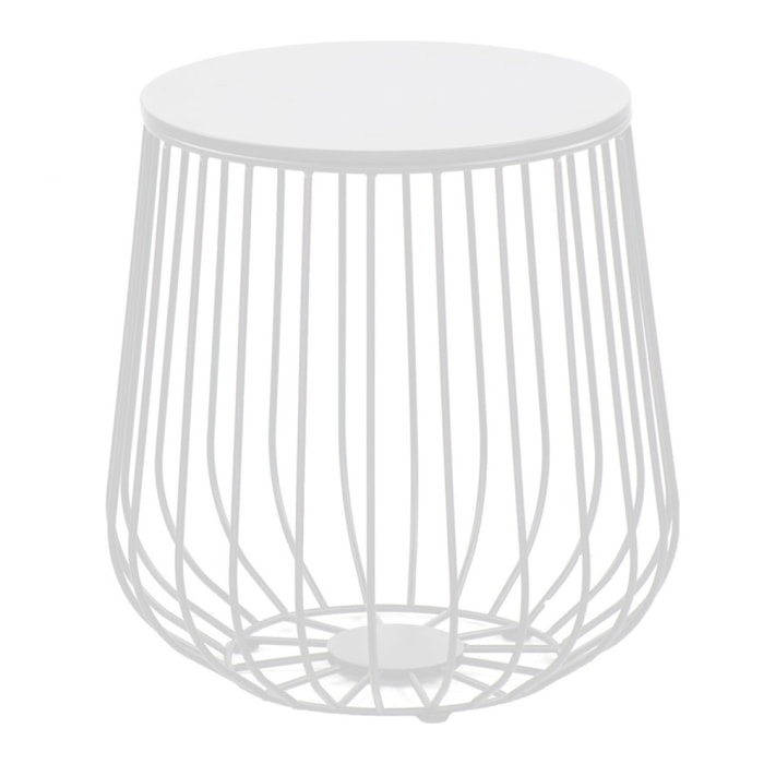 Tavolino da caffè 41,5x43 cm bianco in metallo con ripiano in legno