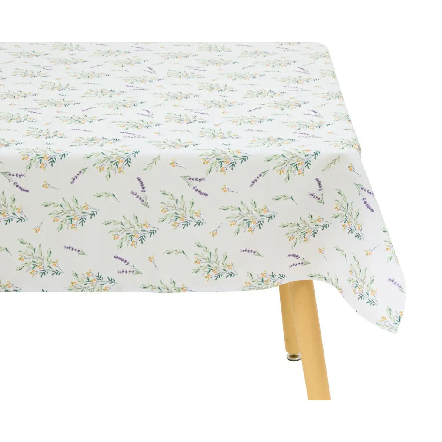 Nappe Garrigue 240x140cm blanc imprimé plantes