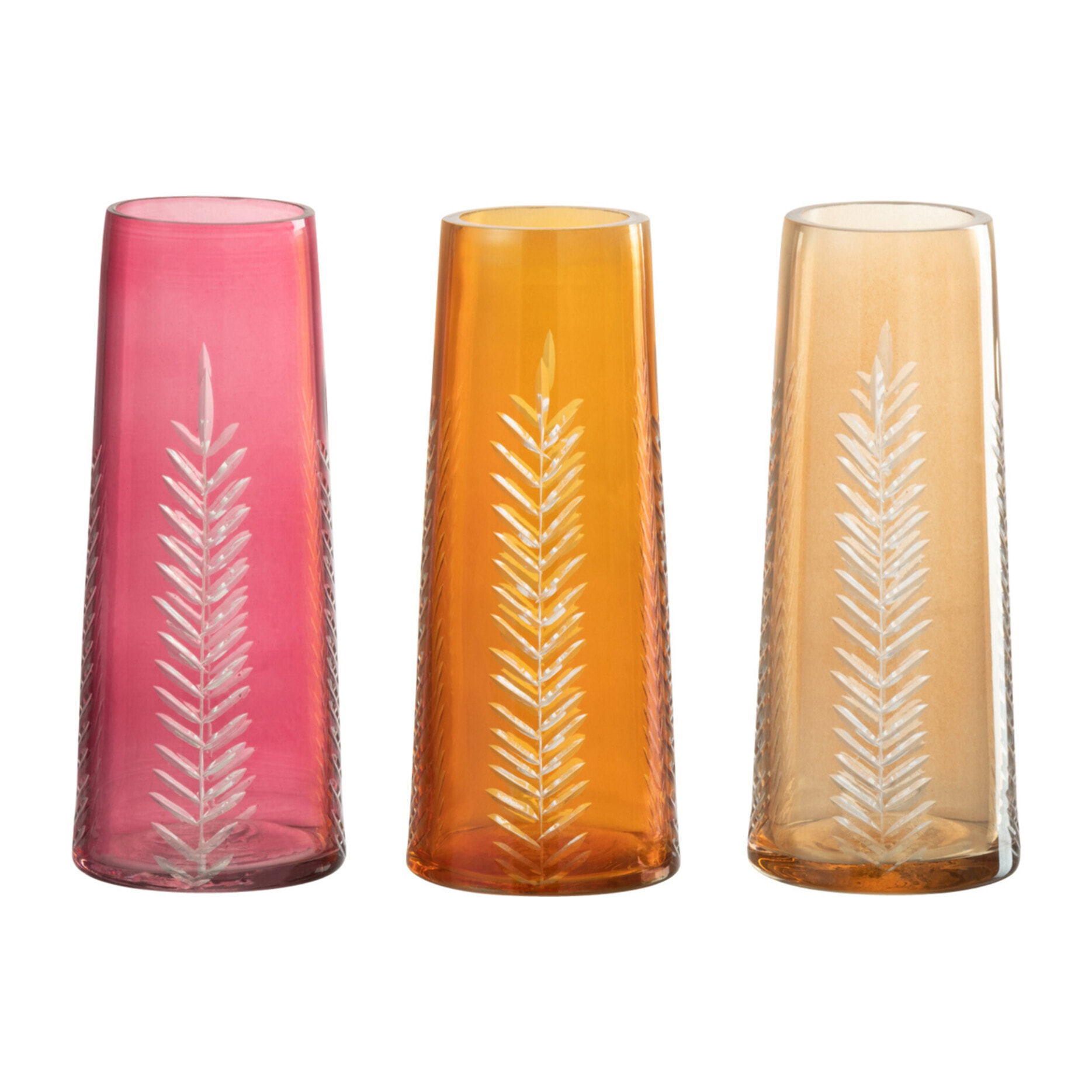 J-Line Vase Feuilles Verre Mix Small Assortiment De 3