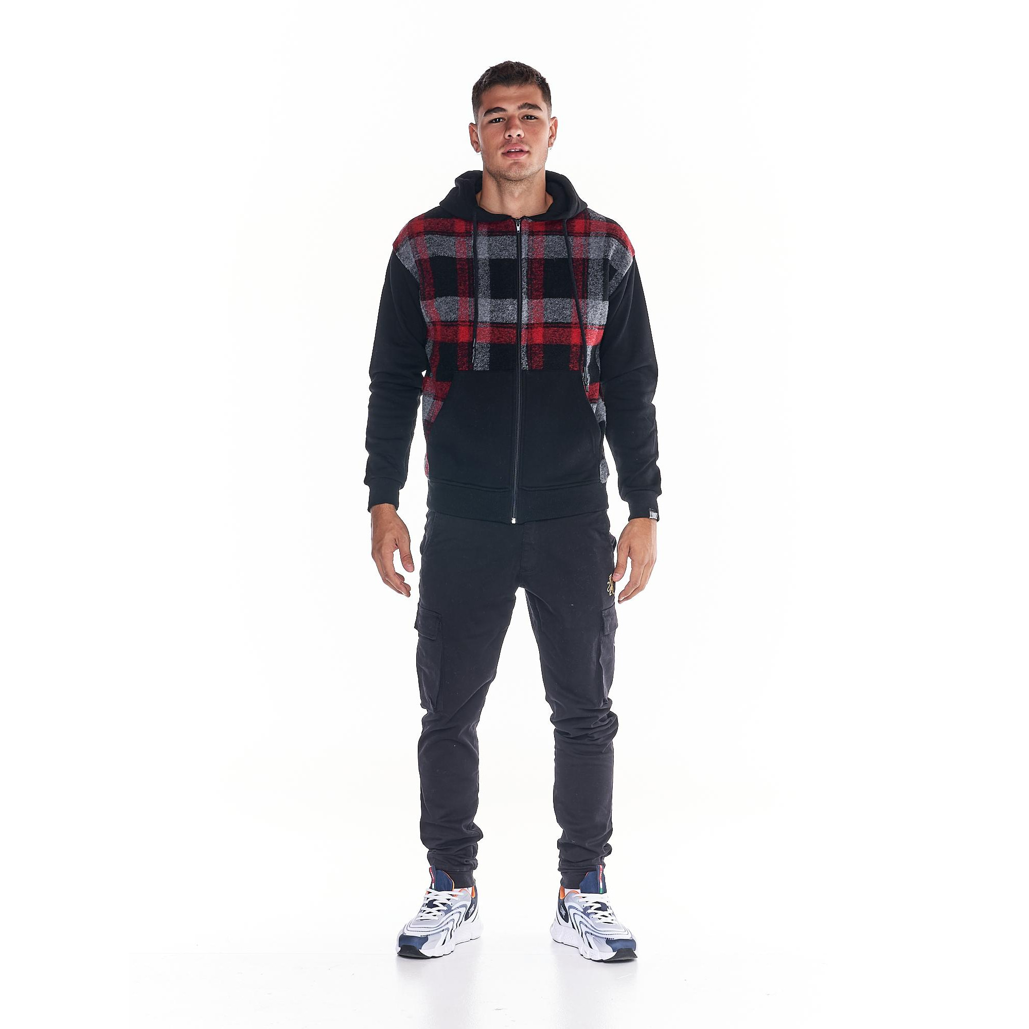 Felpone da uomo in lana tartan full zip Work Leisure