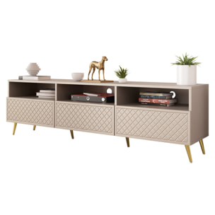 Sorolla - meuble tv - 3 tiroirs et 3 niches - 195 cm - Beige