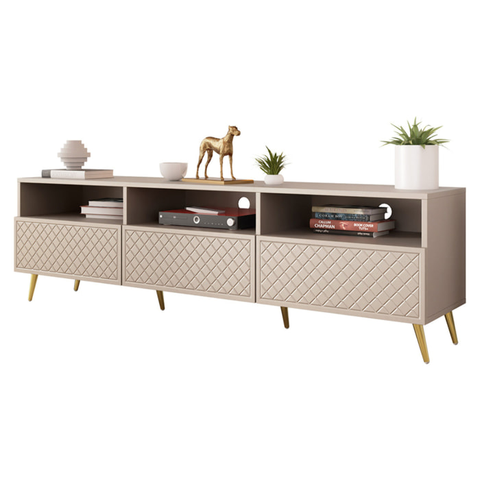 Sorolla - meuble tv - 3 tiroirs et 3 niches - 195 cm - Beige