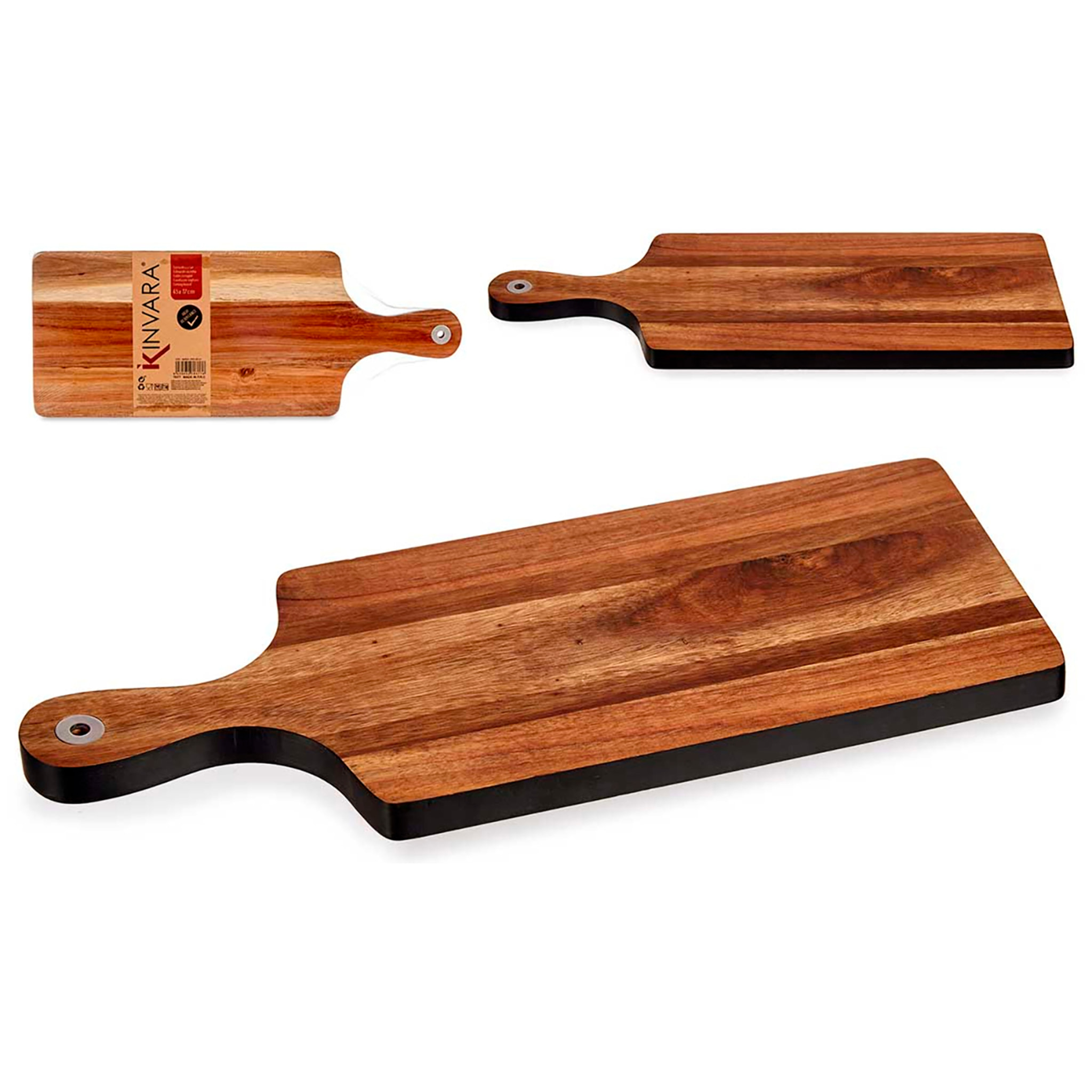 TABLA CORTAR MADERA CON BORDE NEGRO 45CM