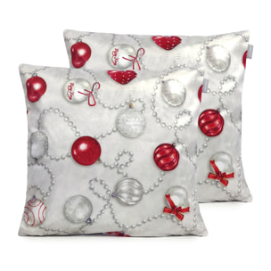 Lot de 2 housses de coussin en velour de Noël XMAS DAYS 45x45 cm