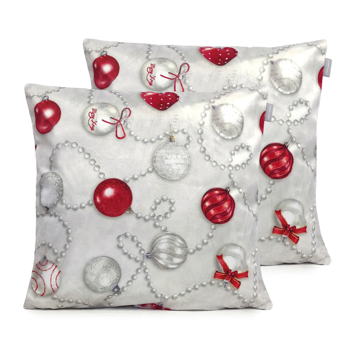 Lot de 2 housses de coussin en velour de Noël XMAS DAYS 45x45 cm