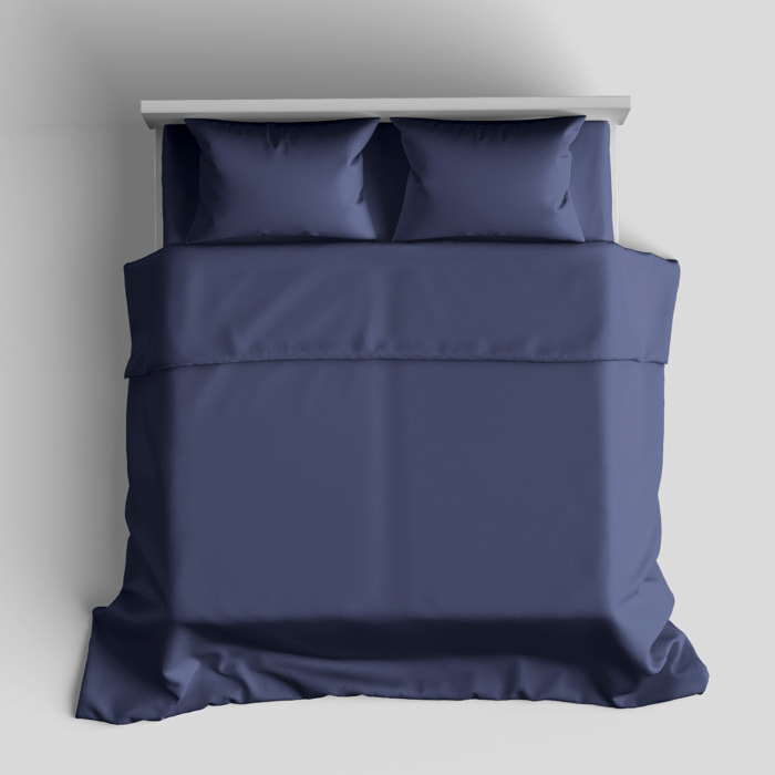 COMPLETO LENZUOLA LETTO PIAZZA E MEZZA BLU NAVY LINEA TINTE FORTI 100% COTONE