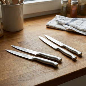 Ensemble de 4 Couteaux de cuisine professionnel 24 cm lame crantée Nirosta Star