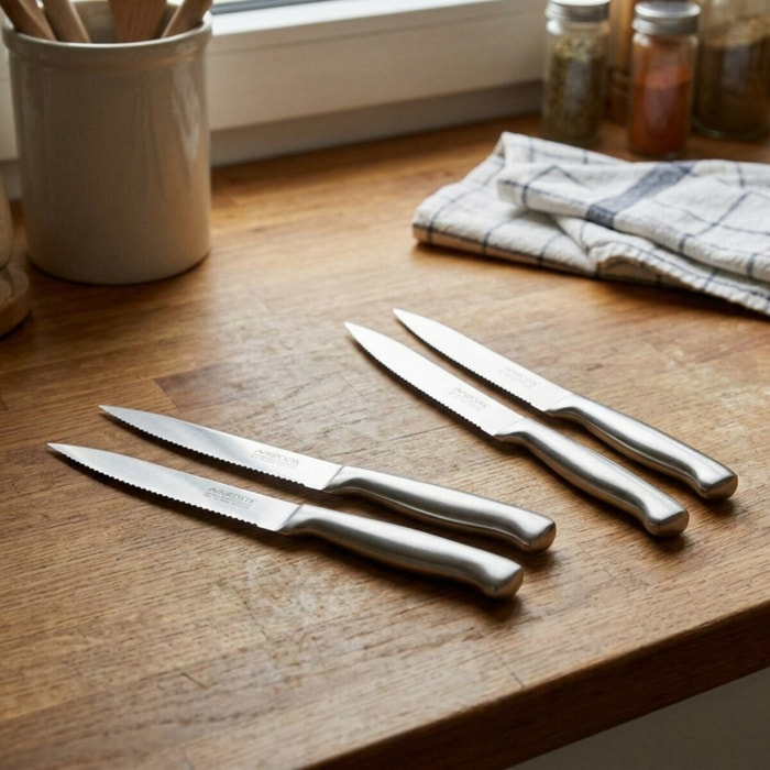 Ensemble de 4 Couteaux de cuisine professionnel 24 cm lame crantée Nirosta Star