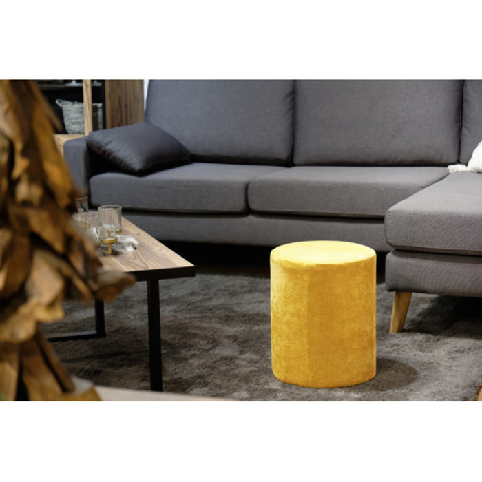 Pouf et repose pied 41 cm cylindrique tissu doux - 2 coloris - TUBE