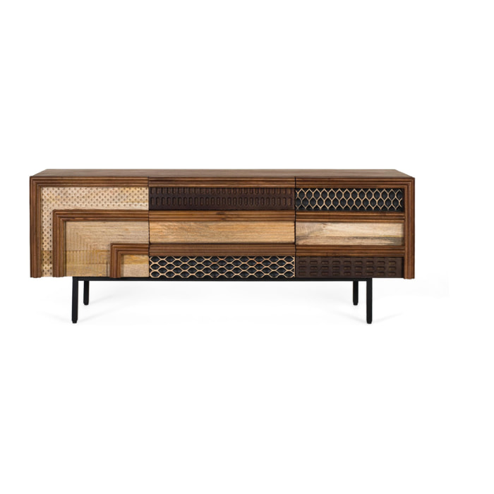 Mueble TV de Madera de Mango 140 Cm Estilo Natural Moderno