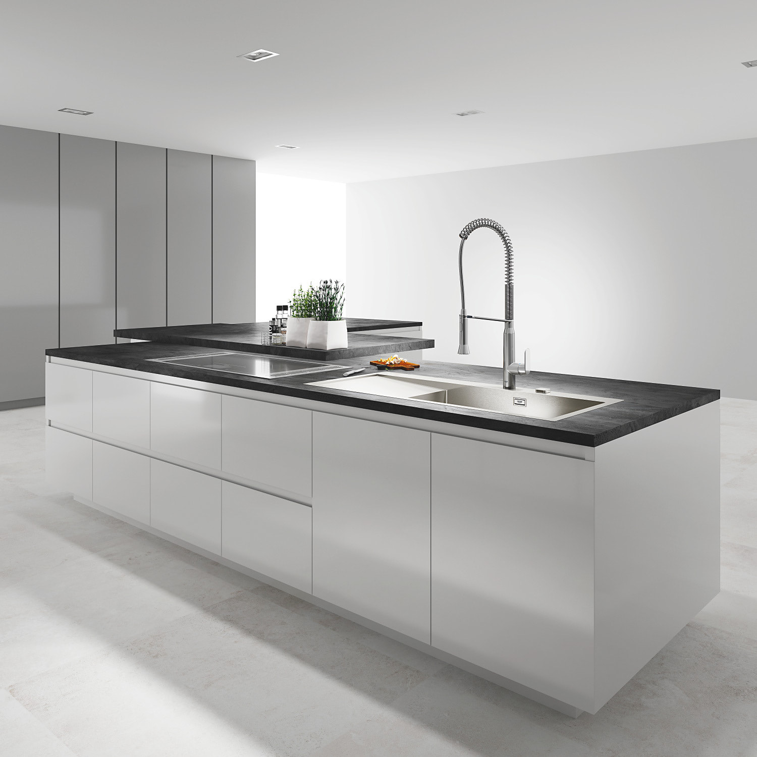 Mitigeur évier cuisine K7 avec douchette professionnelle à zone de rotation de 360°