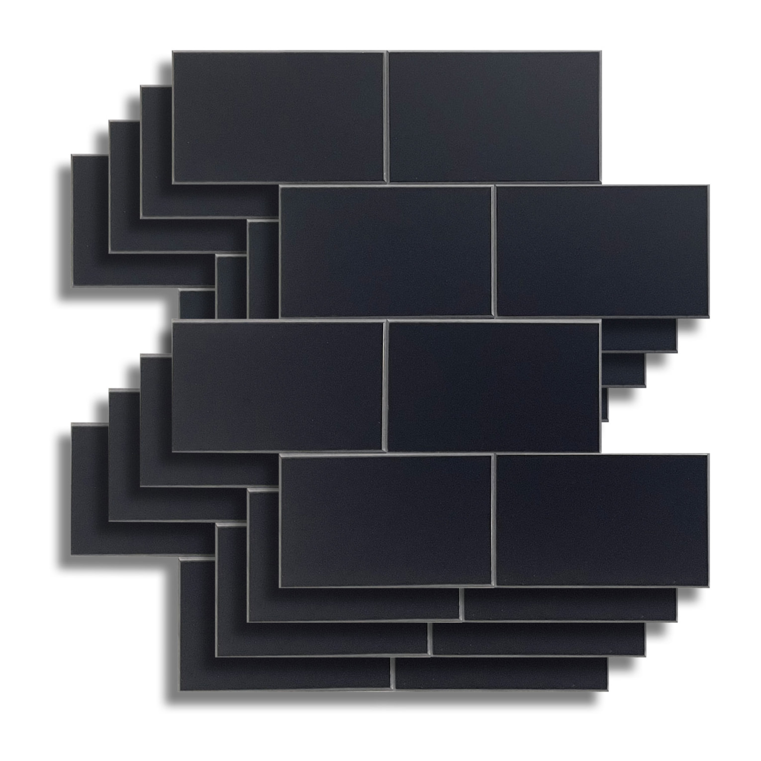 Crédence adhésive murale 3D  - Effet carrelage 4 pièces - Noir