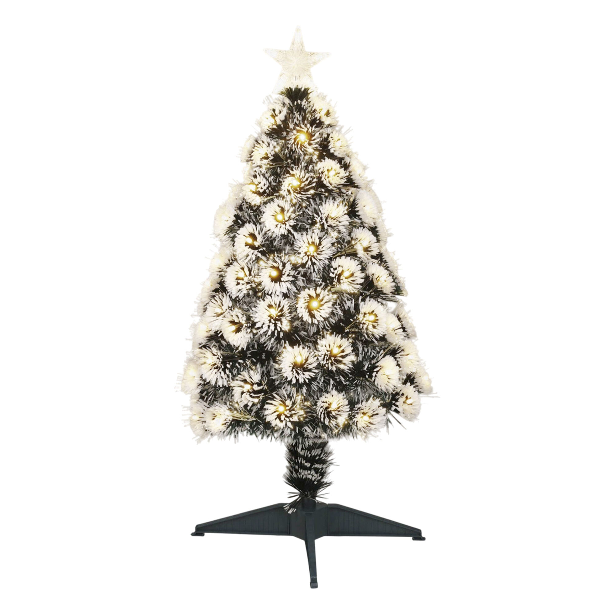 Árbol de navidad de fibra óptica con 95 luces led blanco cálido y 8 funciones de color h.90cm
