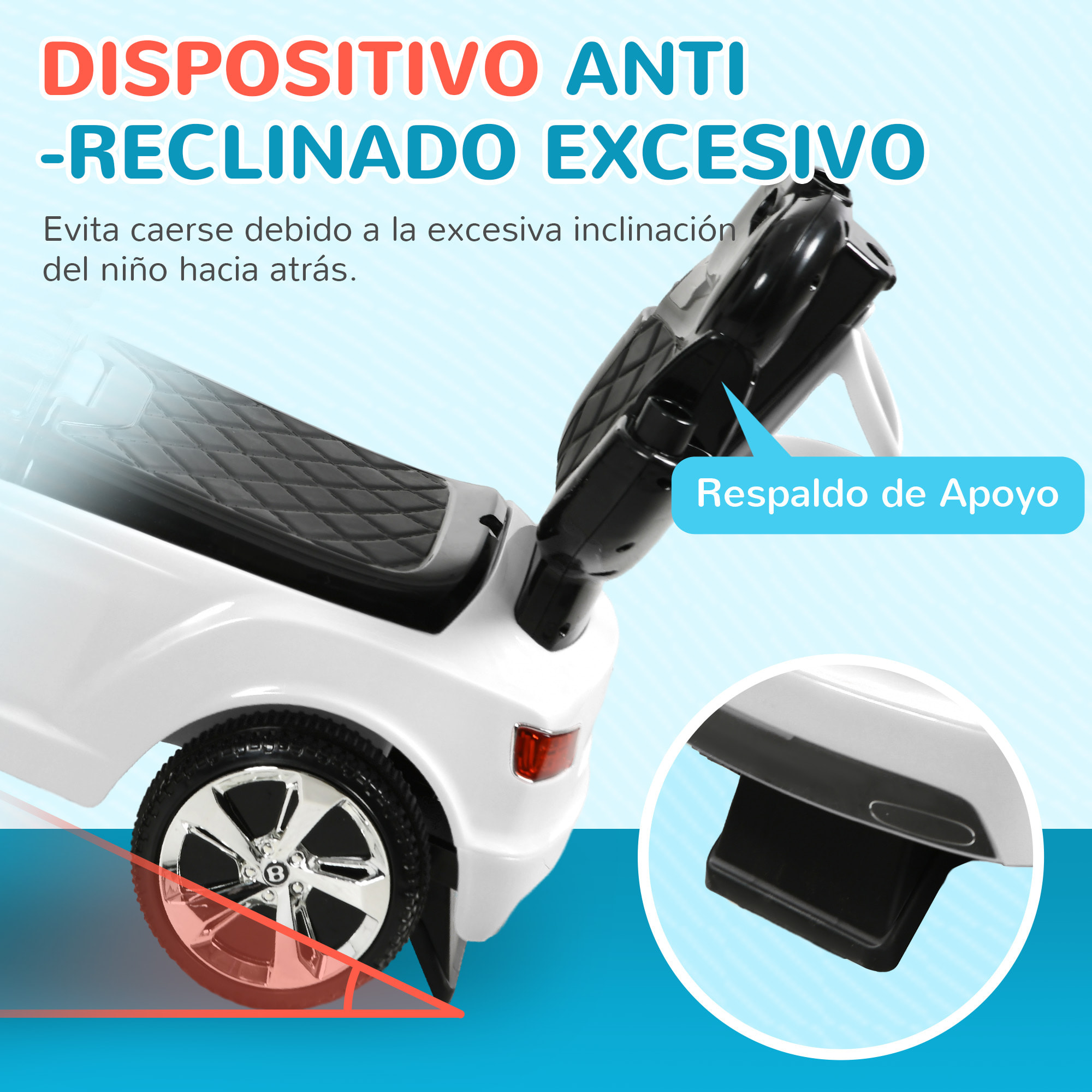 Coche Correpasillos 3 en 1 Correpasillos con Licencia Bentley Bentayga Correpasillos para Bebés de 12-36 Meses con Asa de Empuje y Toldo Desmontables Música Bocina Blanco