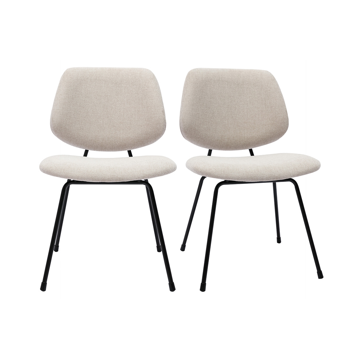 Chaises design en tissu effet velours beige et métal noir (lot de 2) BARNET