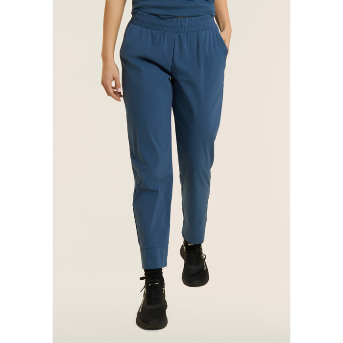 Pantaloni Cropped Fit a Carota in Popeline elasticizzato