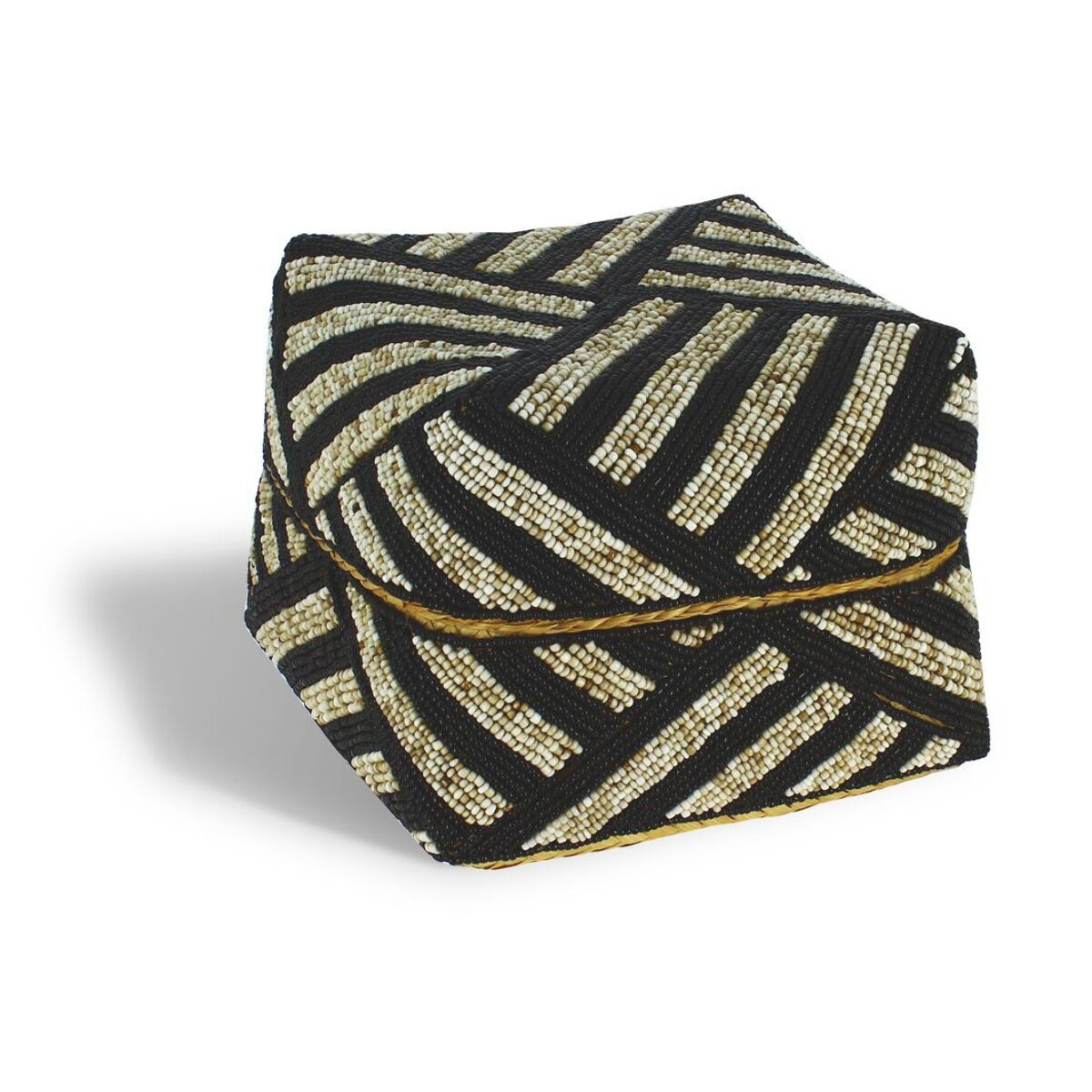 Boite en bambou ornée de perles 20cm BAO